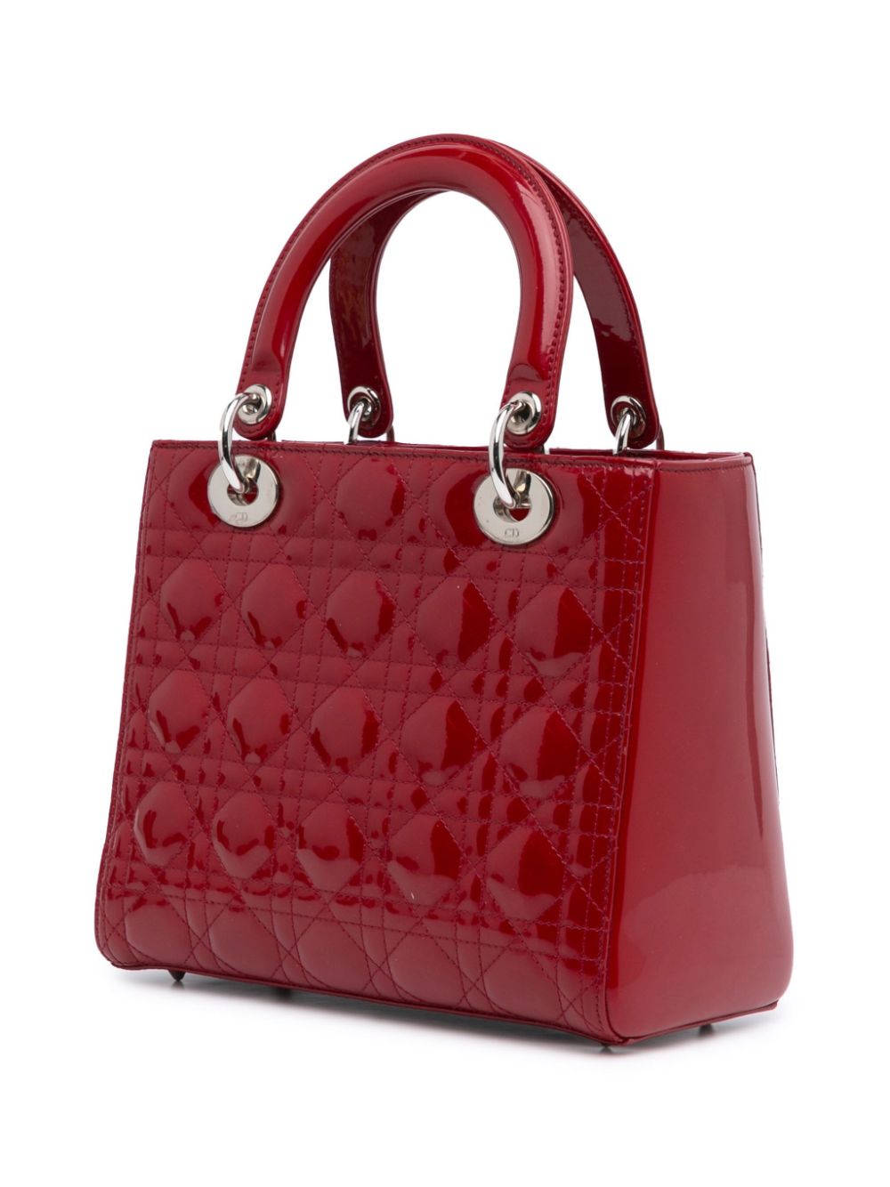 Christian Dior Pre-Owned 2012 medium Cannage Lady Dior lakleren boekentas - Rood