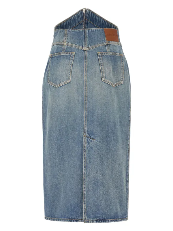 Alexander McQueen Denim Midi Skirt | Blue | FARFETCH