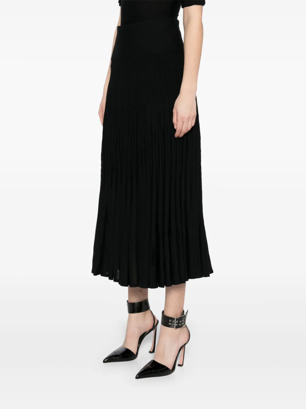 Alaïa Pleated Skirt | Black | FARFETCH AO