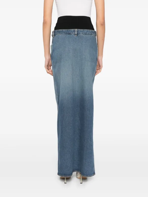 Alaïa Knitted Waistband Denim Skirt | Blue | FARFETCH
