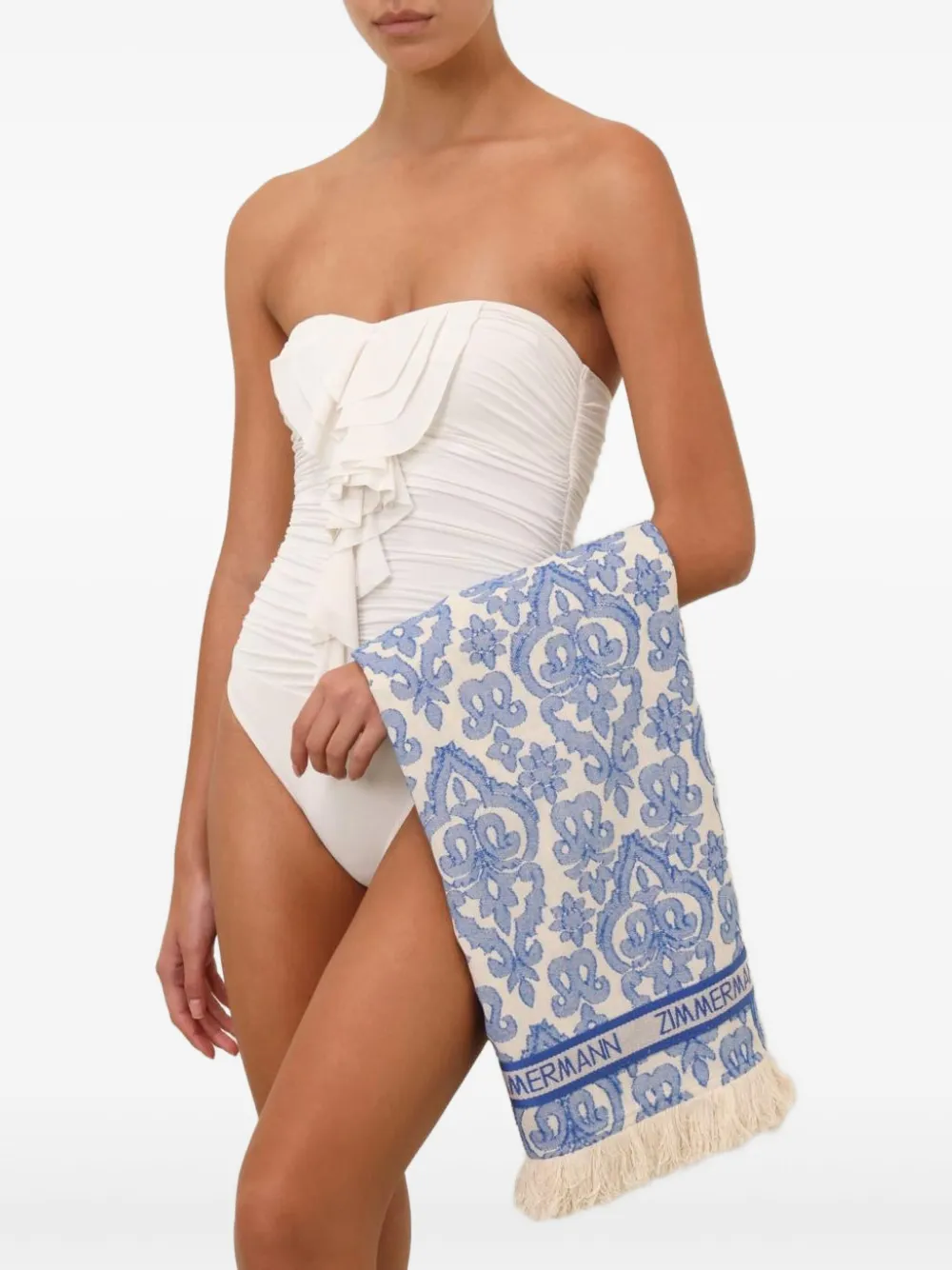 ZIMMERMANN Strandlaken met jacquard Blauw