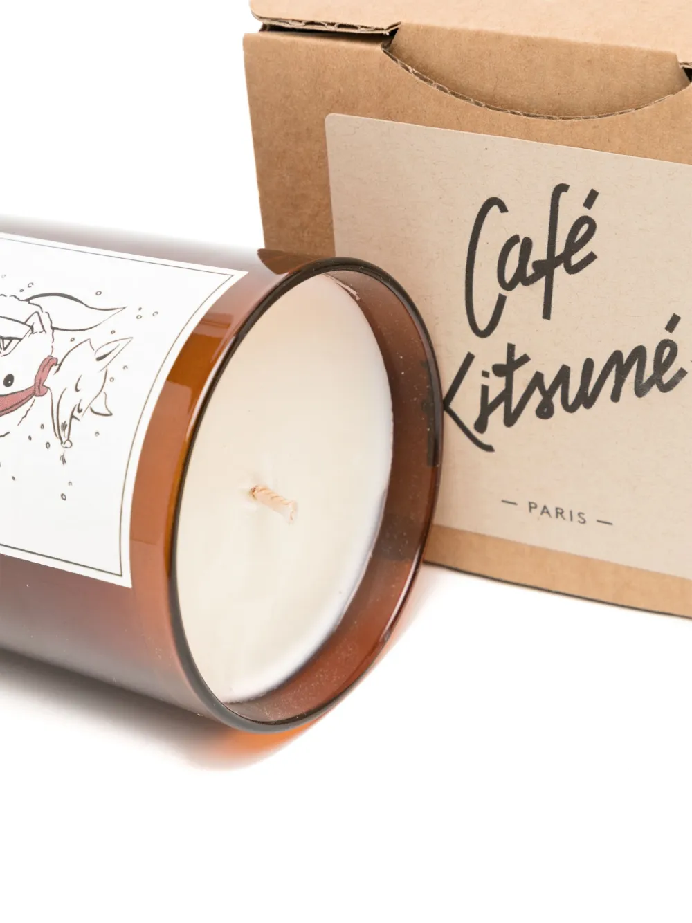 Café Kitsuné Barista Fox Snowman Kerze In Braun