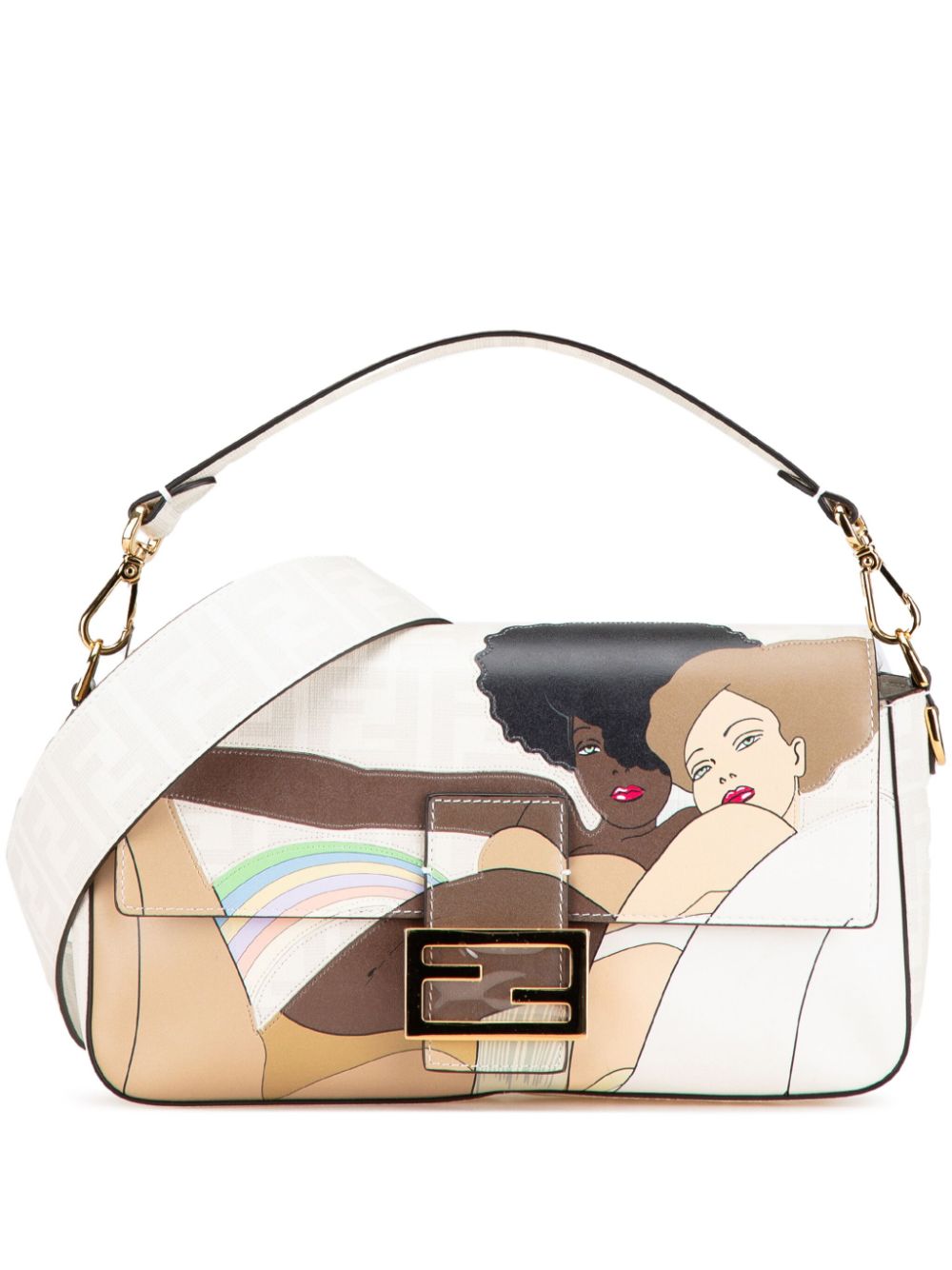 Fendi Pre-Owned 2010-2024 Zucca Graphic Print Coated Canvas Bikini Girls Bagbaguette satchel - White