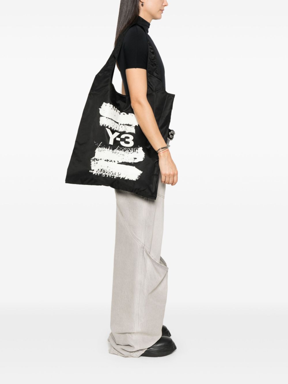 Y-3 Shopper met logo applicatie - Zwart