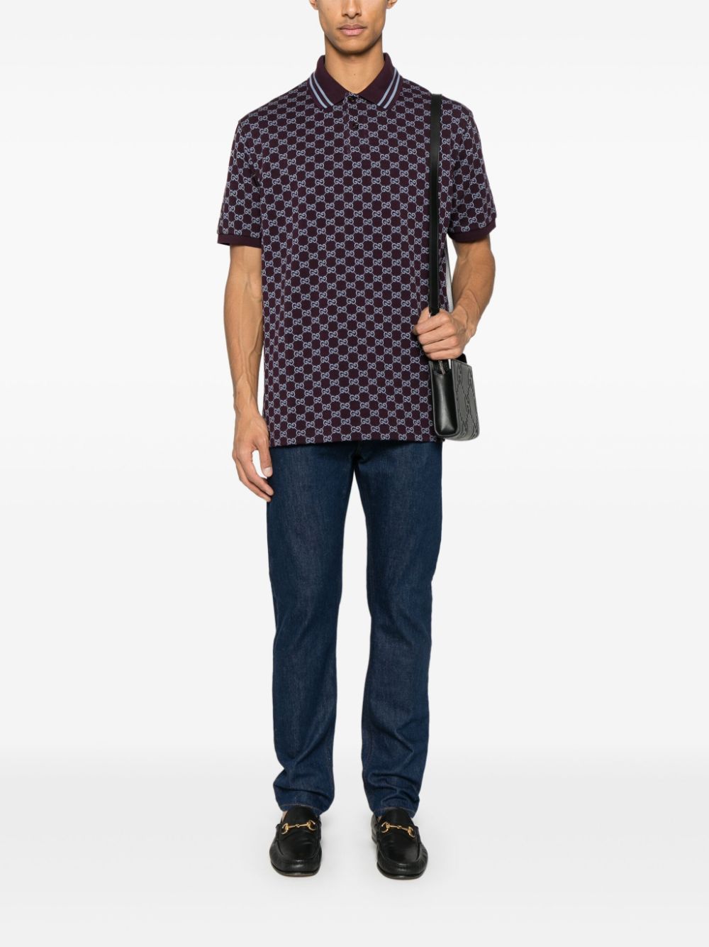 Gucci Piquè poloshirt met GG-jacquard - Paars