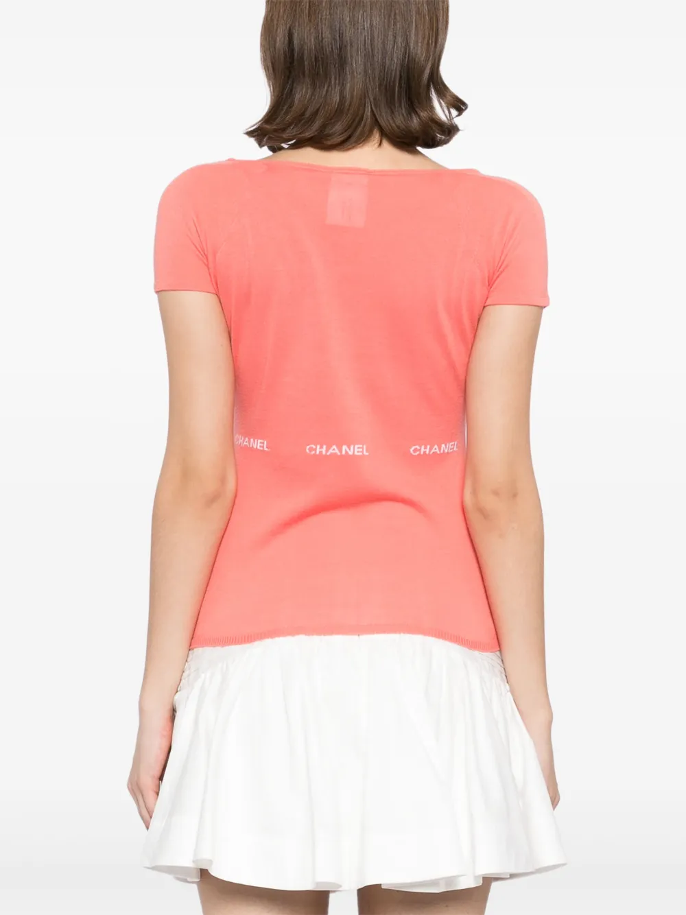 Pre-owned Chanel 2004 Logo Knitted Top In Pink