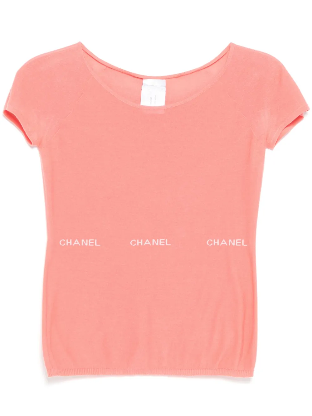 Pre-owned Chanel 2004 Logo Knitted Top In Pink