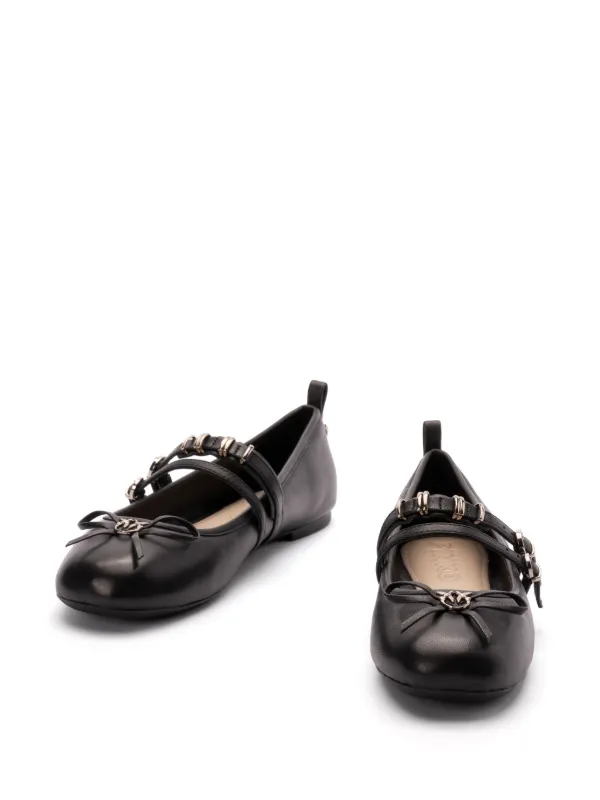 PINKO Leather Ballet Flats | Black | FARFETCH JO