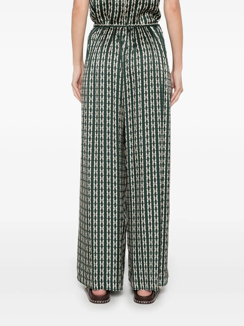Shop Forte Forte Geometric-print Trousers In Green