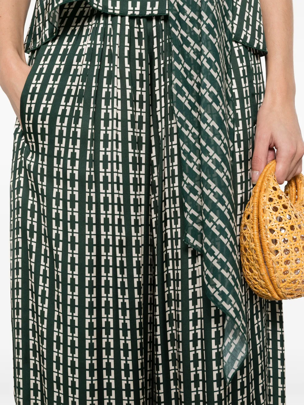 Shop Forte Forte Geometric-print Trousers In Green