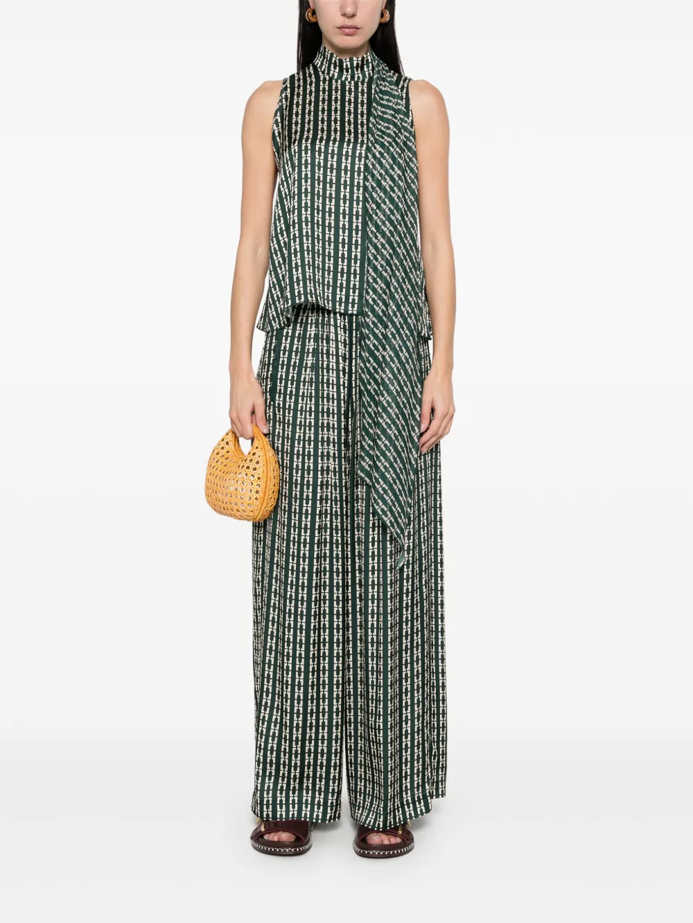 Forte Forte Broek met print - Groen