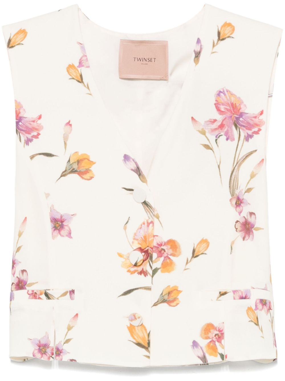 floral-print waistcoat