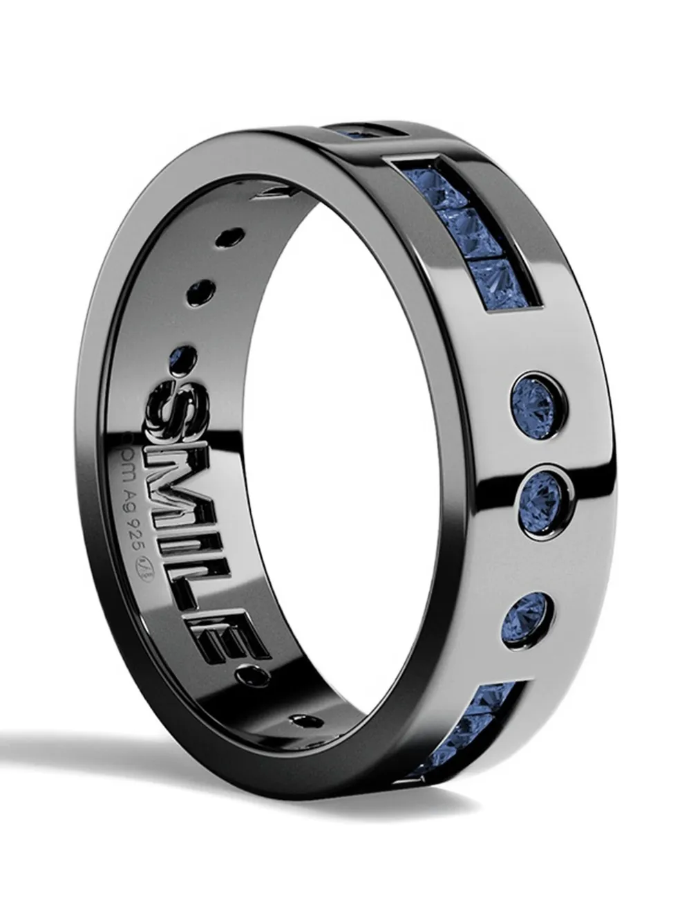 Blue Smile Morse Code ring