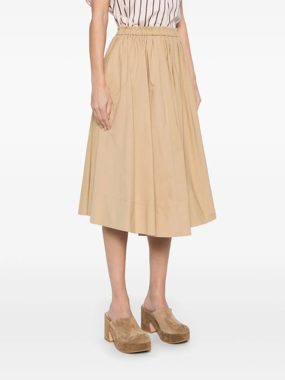 Forte Katoenen midi-rok Beige