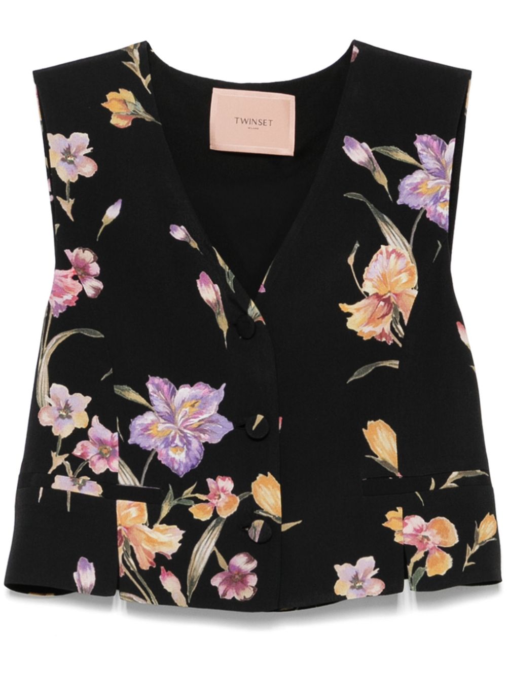 floral-print waistcoat