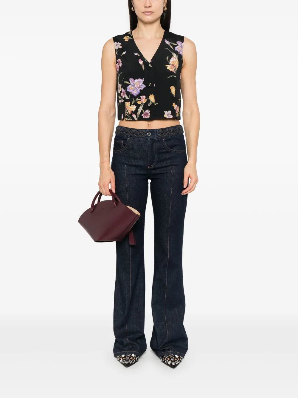 TWINSET floral-print waistcoat - Zwart