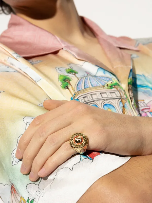 Casablanca カサブランカ フライトリング ゴールド エナメル 14号 Casablanca Sports Medallion リング | ゴールドトーン | FARFETCH JP