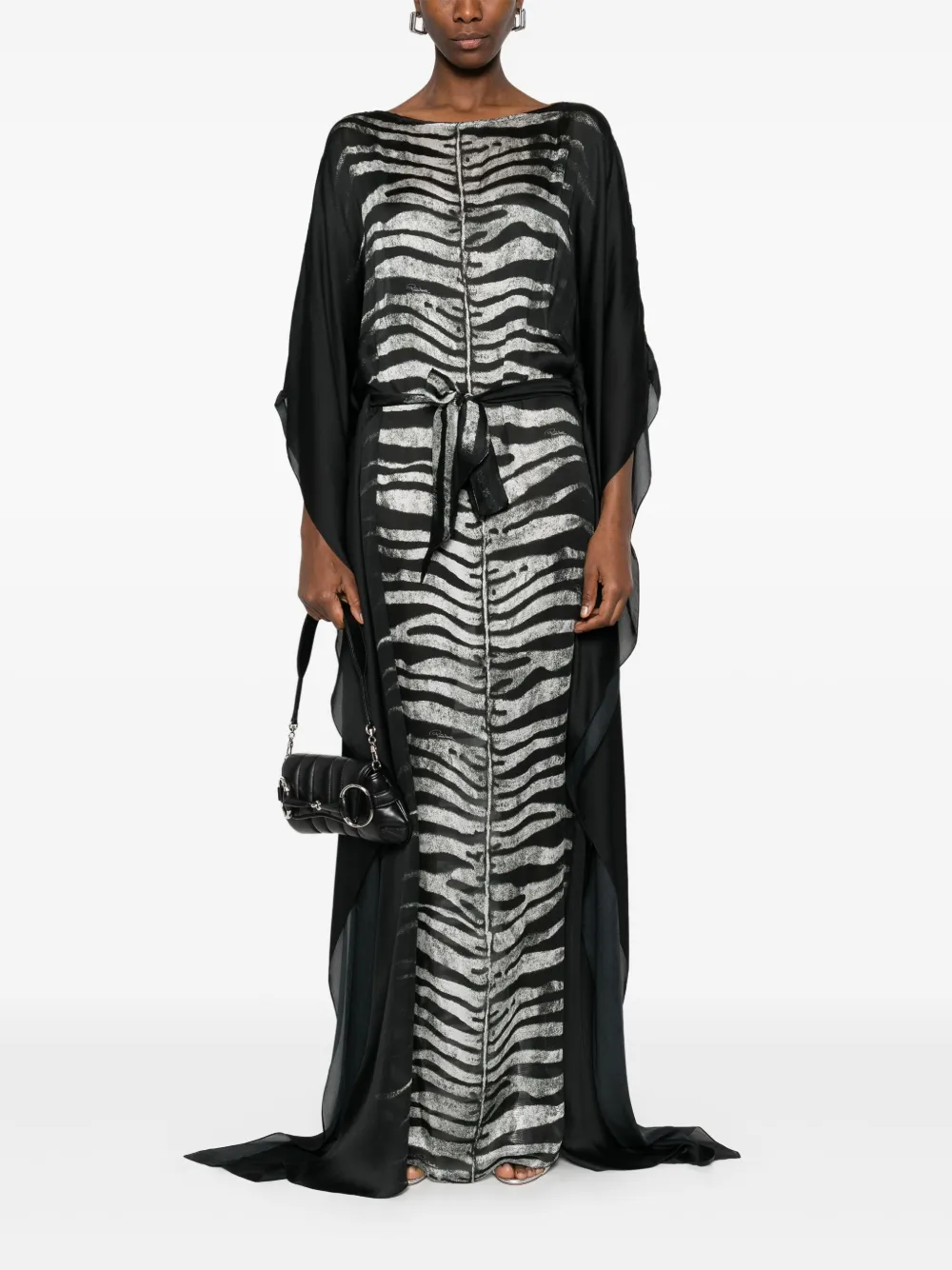 Roberto Cavalli Maxi-jurk met zebraprint - Zwart