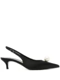 Magda Butrym 50mm pearl-detail satin pumps - Black