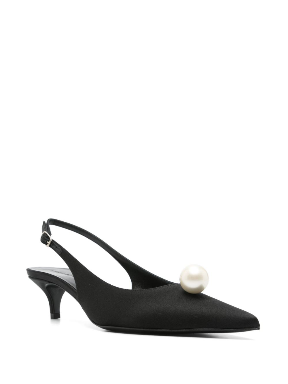 Magda Butrym 50mm pearl-detail satin pumps - Zwart