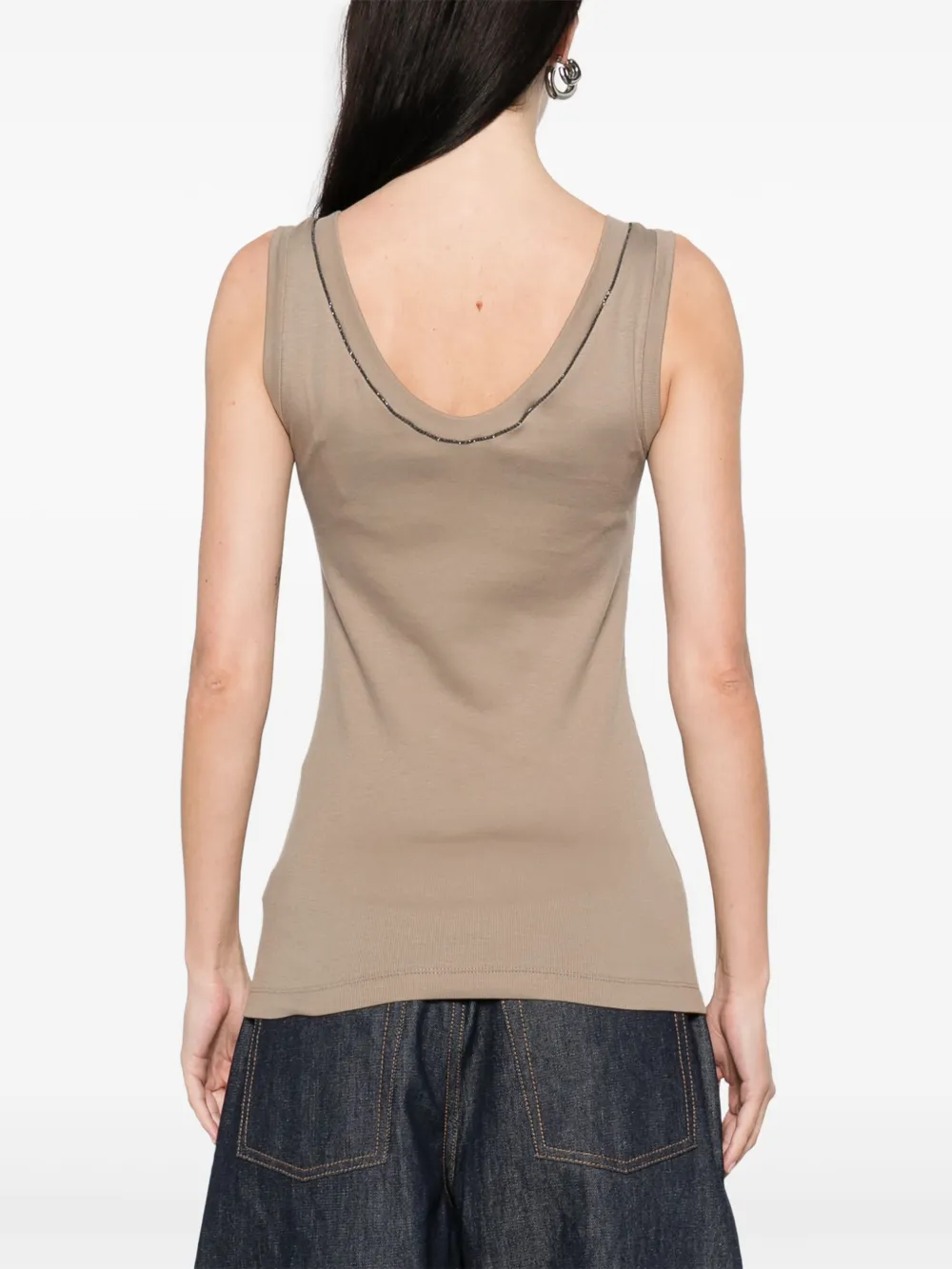 Brunello Cucinelli Tanktop met monili kettingdetail Beige