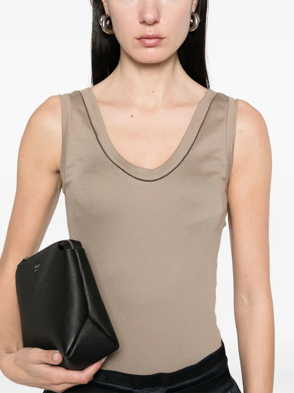 Brunello Cucinelli Tanktop met monili kettingdetail Beige