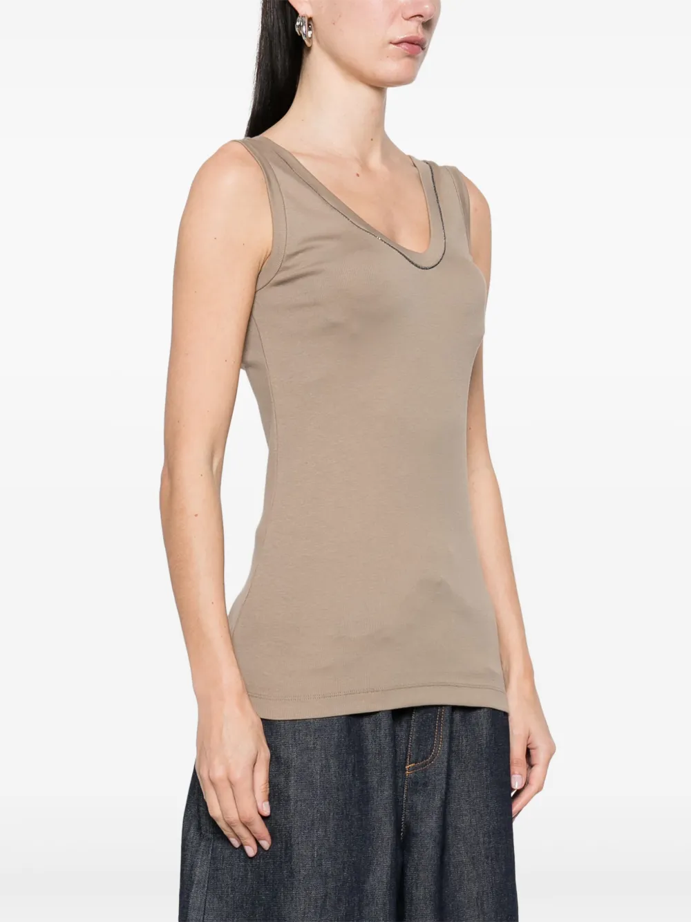 Brunello Cucinelli Tanktop met monili kettingdetail Beige