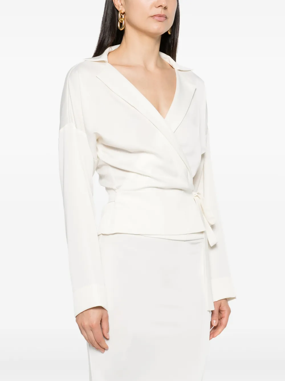 Shop Philosophy Di Lorenzo Serafini Wrap Blouse In Weiss