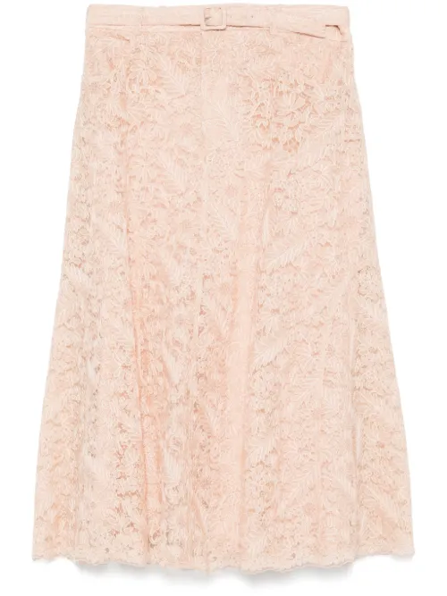 Jupe mi-longue à détails en dentelle - Ermanno Scervino - Modalova