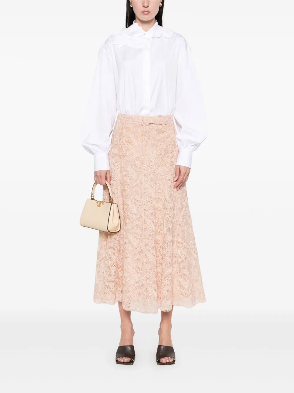 Ermanno Scervino Midi-rok met kant - Roze