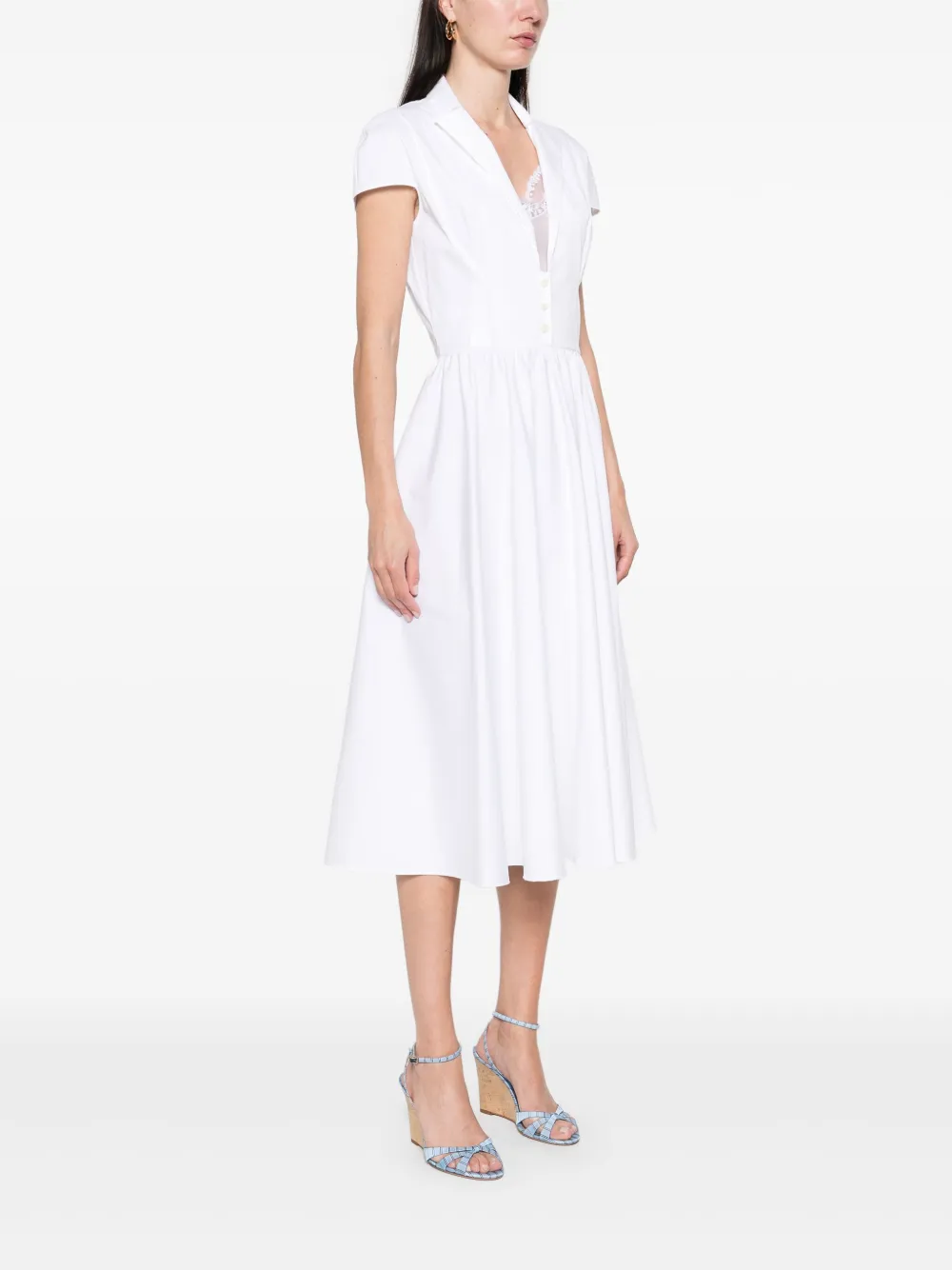 Ermanno Scervino Popeline midi-jurk Wit