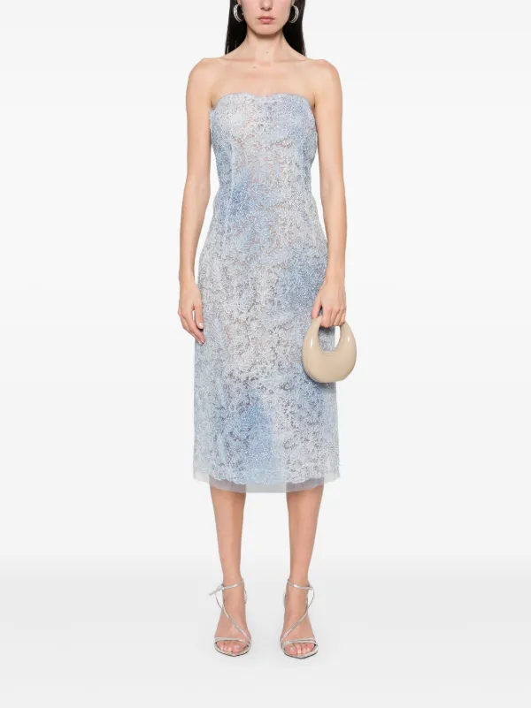 Ermanno Scervino Lace Bustier Midi Dress | Blue | FARFETCH