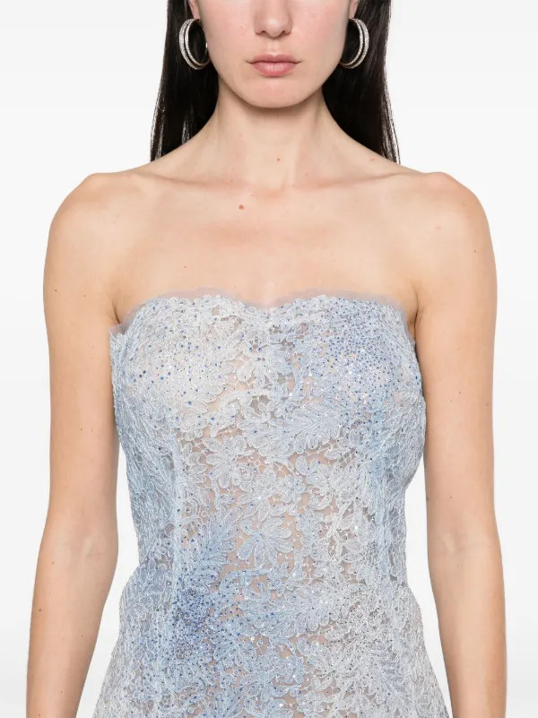 パーティードレス ERMANNO SCERVINO D462Q356EMY_S4217 Dresses Midi dress Ermanno Scervino Lace Bustier Midi Dress | Blue | FARFETCH