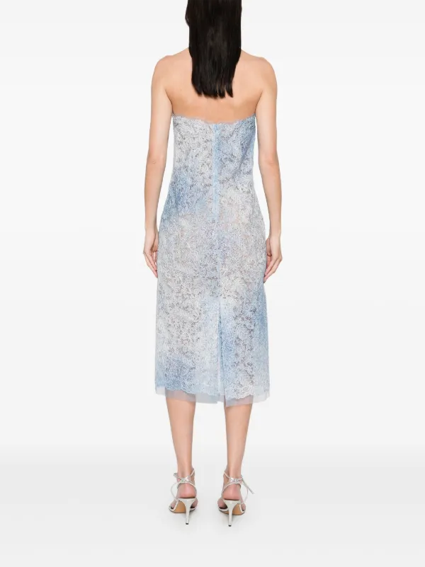 Ermanno Scervino Lace Bustier Midi Dress | Blue | FARFETCH JO