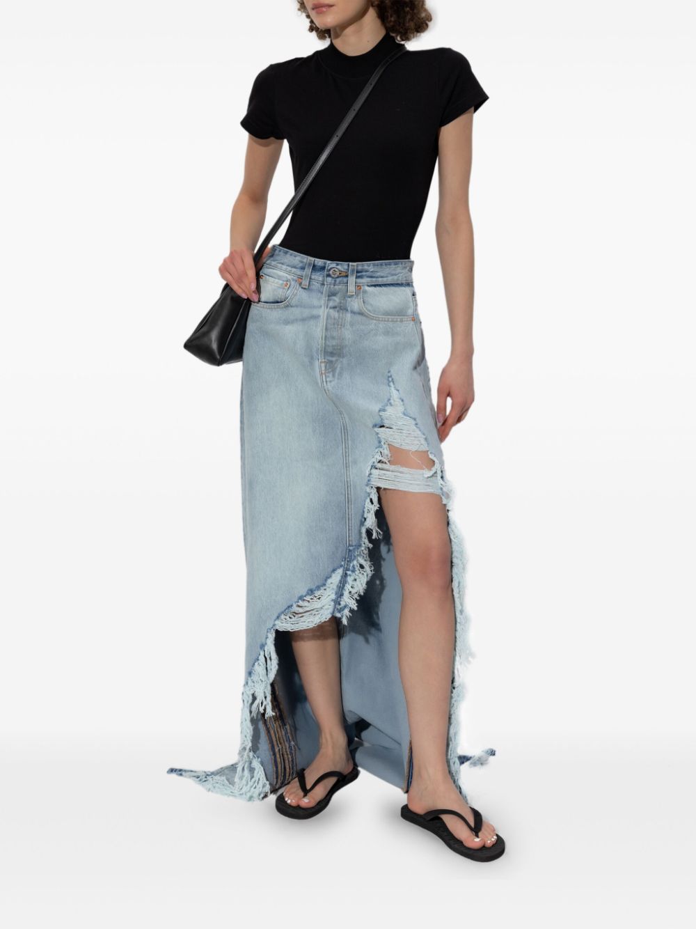 VETEMENTS draped denim skirt - Blauw