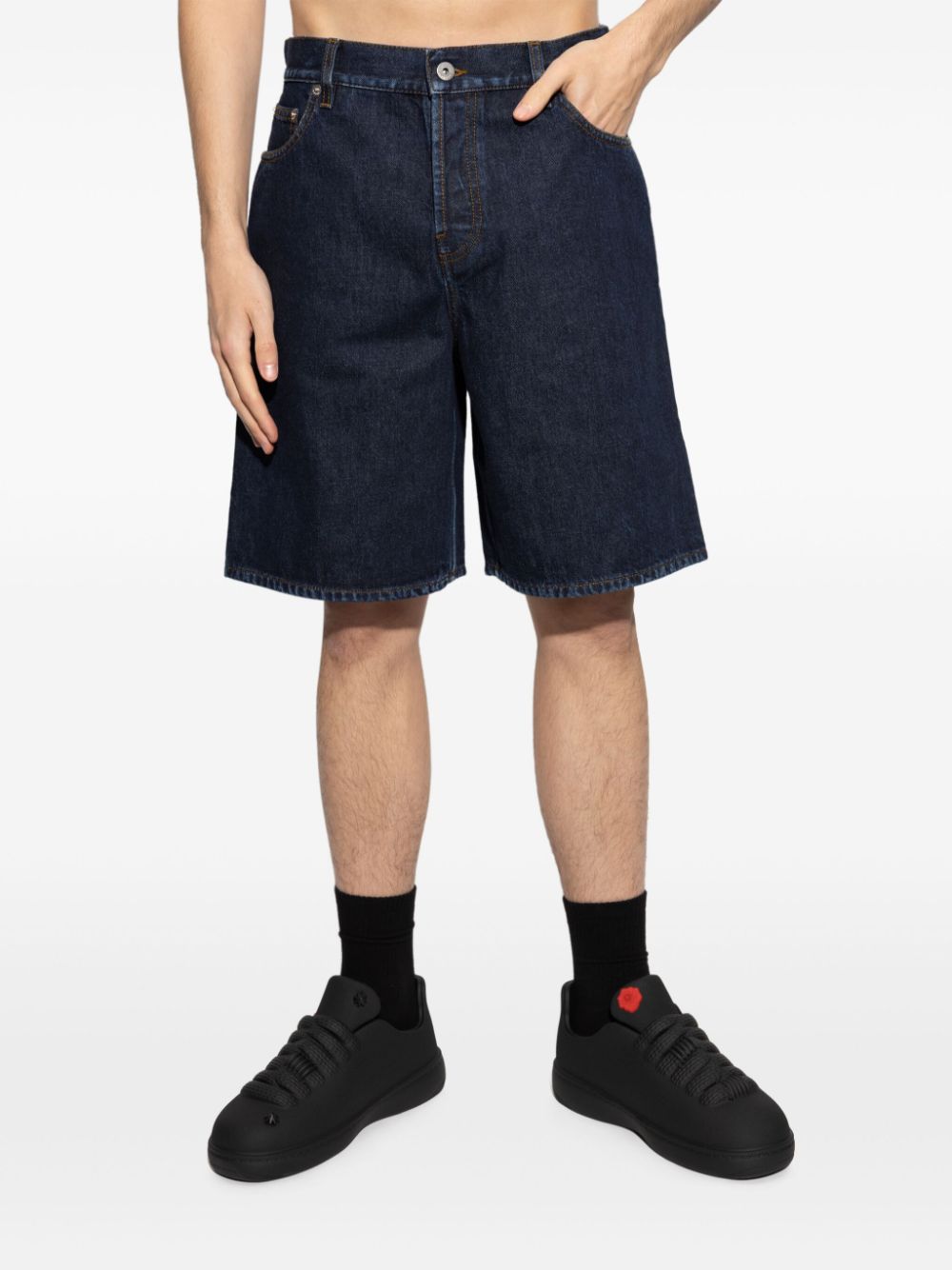 Burberry appliqué denim shorts - Blauw