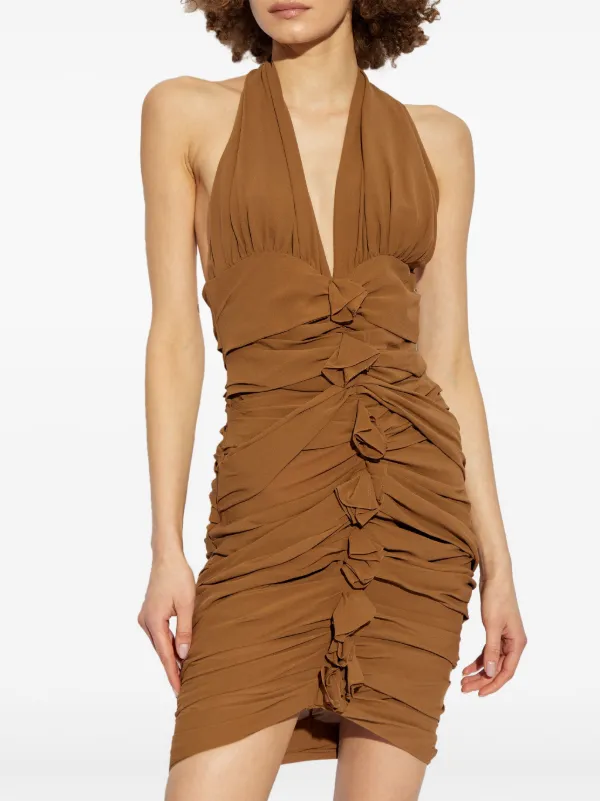 halterneck mini dress in brown Noemi Halter Mini Dress | Chocolate Brown main image 1