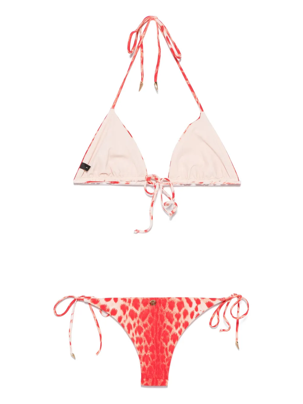 Roberto Cavalli Bikini met jaguar huidprint - Rood