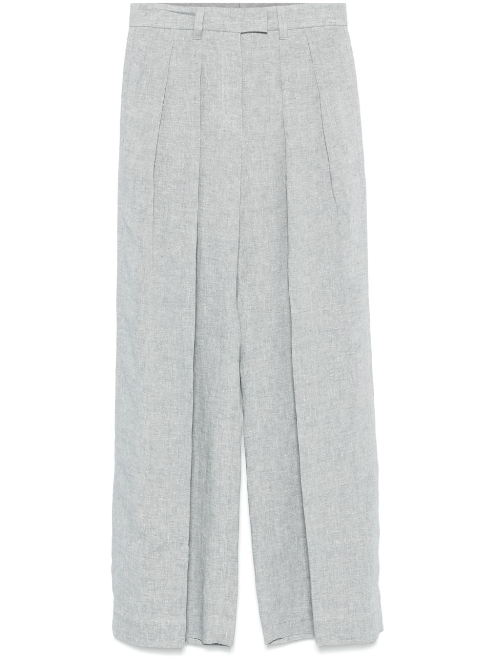 metallic-threading trousers