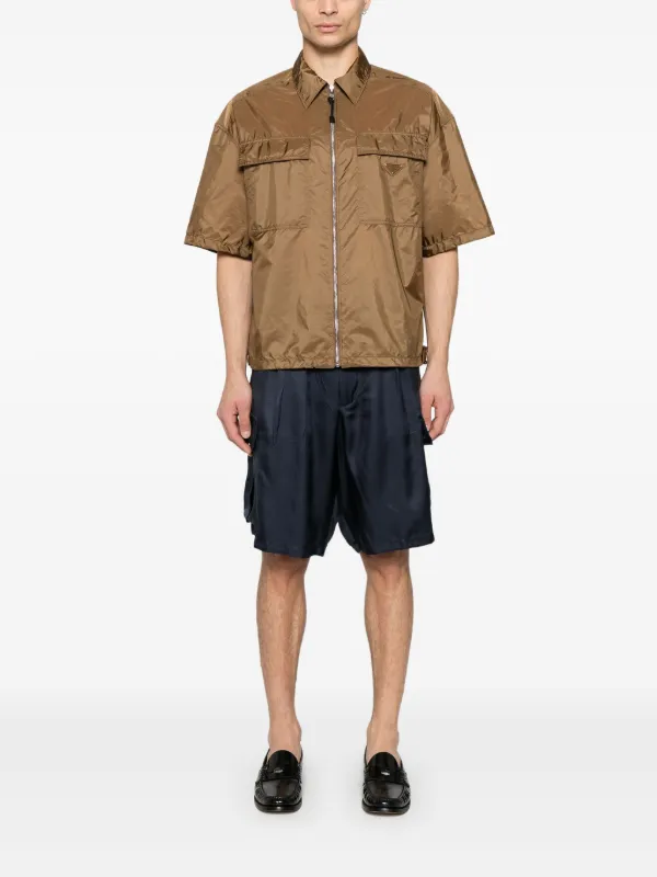 【プラダ・PRADA】Silk shorts Prada Silk Cargo Shorts | Blue | FARFETCH BE