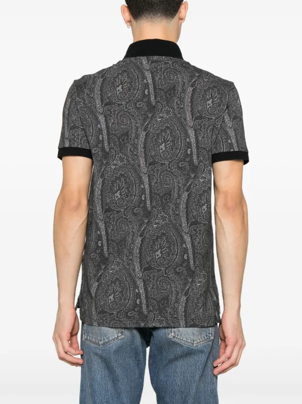 直営店で購入　ETRO ダークグレー ペイズリー柄 ポロシャツ L ETRO ペイズリー ポロシャツ | グレー | FARFETCH JP