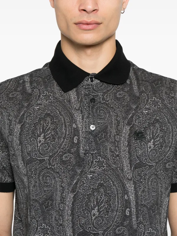 直営店で購入　ETRO ダークグレー ペイズリー柄 ポロシャツ L ETRO ペイズリー ポロシャツ | グレー | FARFETCH JP
