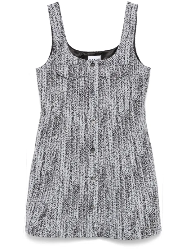 GANNI Tweed Mini Dress | Blue | FARFETCH