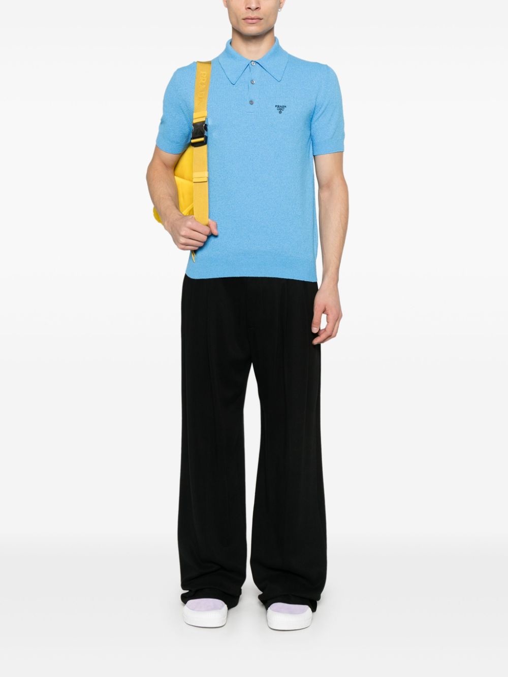 Prada Poloshirt met geborduurd logo - Blauw