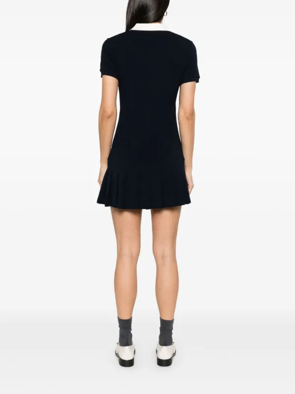 ワンピース MIU MIU Dark Navy Mini Dress Miu Miu pleat-detail Mini Dress | Blue | FARFETCH GR
