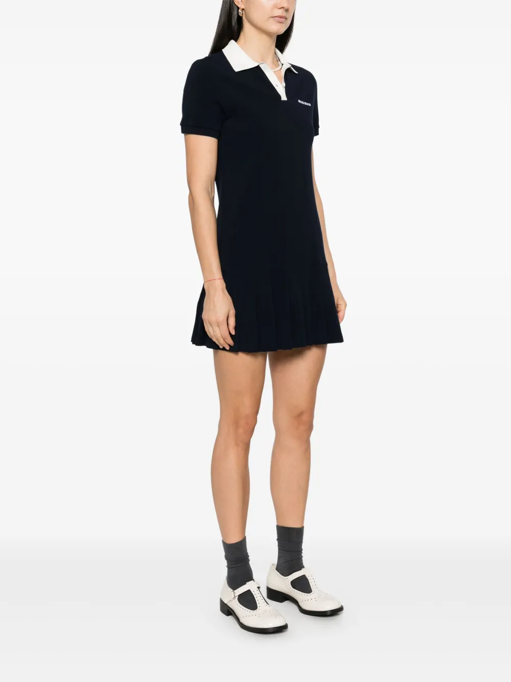 Miu Mini-jurk met geplooid detail Blauw
