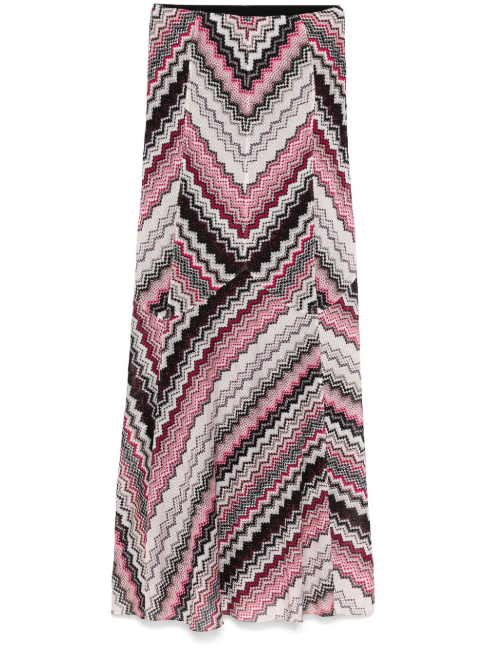 zigzag-pattern lamé maxi skirt