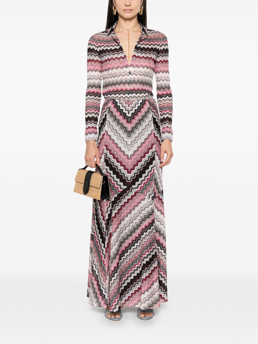 Missoni Lamé maxi-rok met zigzag patroon - Zwart