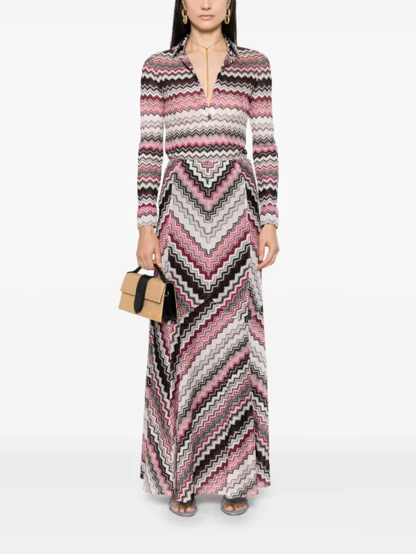 Missoni zigzag-pattern Lamé Maxi Skirt | Black | FARFETCH