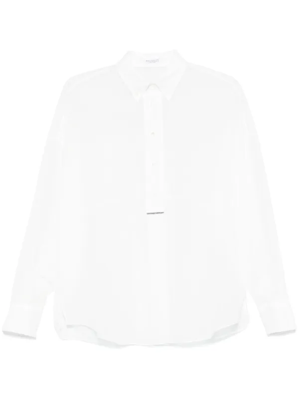 BRUNELLO CUCINELLI☆モニーレブラウス☆ Brunello Cucinelli Stretch Satin Button-Down Shirt With Monili